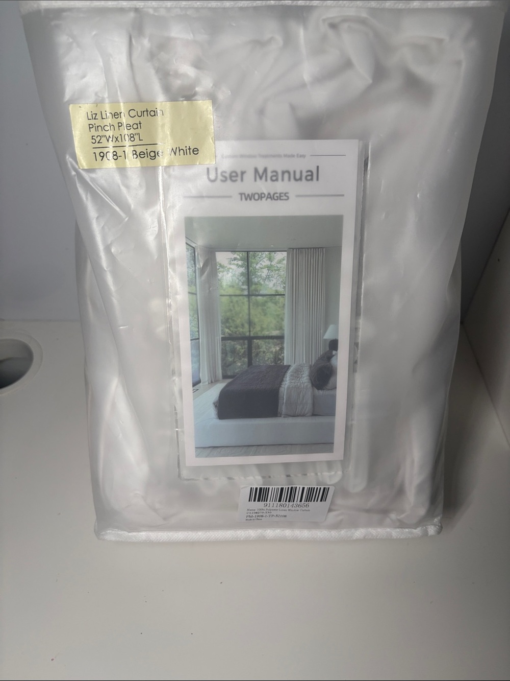 Beige White Liner Curtain - Pinch Pleat